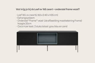 Tv-meubel, RAAT, Loef 165 OV, Zwart, met frame en 2 cocons